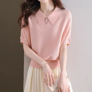 [블랙퀸] 카르펠 카라 반팔 니트 blk003258