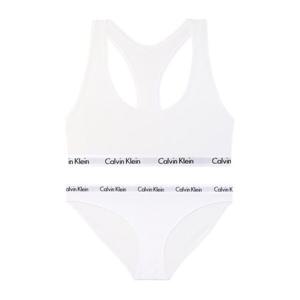 [캘빈클라인 언더웨어]CK 여성 코튼 스포츠브라 브라렛+팬티 세트 QP1114+QD3588 WHITE