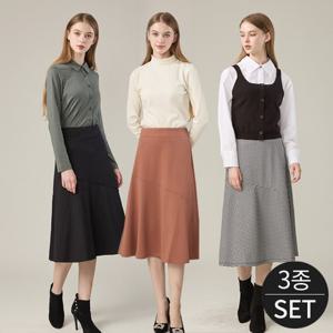 [로코엘라] 프랑 소프트 텐션 폰테 밴딩 스커트 3종세트