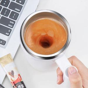 쉐이크 텀블러 믹스컵 믹싱 자동회전 스텐 원터치 쉐이커 텀블러 충전식 화이트 380ml L455