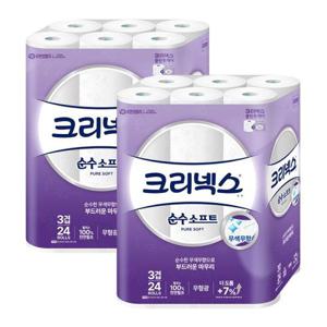 [크리넥스]크리넥스 화장지 3겹 순수소프트 28M 24롤X2팩