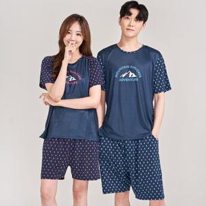 이라인 마운틴 아이스 원포인트세트 냉감 반팔잠옷 [파자마/커플잠옷]