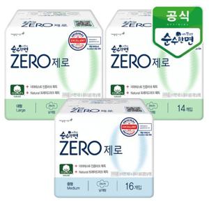 순수한면 제로 생리대 중형 16입+대형14입x2팩