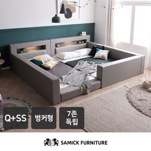 [최저가 도전]★MD pick★ 삼익가구 하벤 LED 벙커형 패밀리 침대 Q+SS(슬립웰 7존 독립 매트)