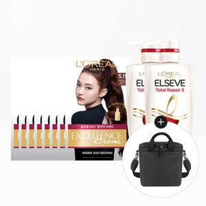 ★보냉백증정[로레알파리]엑셀랑스 크림 염모제 8개+TR5 샴푸 410ml 2개+피크닉썸데이보온보냉쿨러백(블랙)