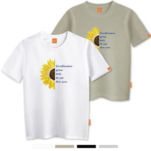 엘라모 하프선플라워 반팔 티셔츠 남녀공용 빅사이즈 S~4XL