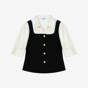 [베스띠벨리]25 신상] [Exclusive] 우븐배색 레이어드 블라우스 (BKBAF7410)