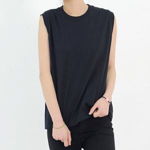 여자 여름 부드러운 기본 이너 면 민소매 티셔츠