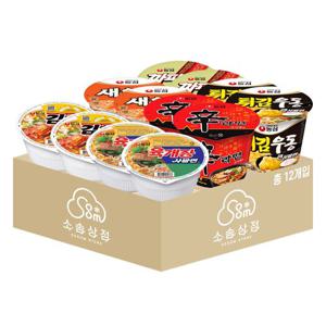농심 컵라면 큰사발 혼합 12개 (육개장사발면+김치사발면+신라면+새우탕+튀김우동+짜파게티 각 2개)