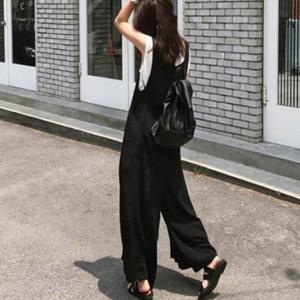 데일리템 빅사이즈 점프수트 여성 흰티 레이어드 민소매 슈트