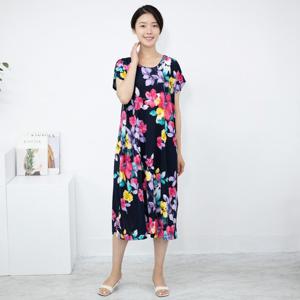 여성 엄마옷 수채화 캡소매 특대홈웨어 원피스 HO306156 중년여성의류/50대/60대/마담/빅사이즈/할머니옷