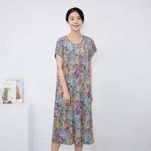 여성 엄마옷 페이즐 캡소매 특대 홈웨어 원피스 HO306155 중년여성의류/50대/60대/마담/빅사이즈/할머니옷