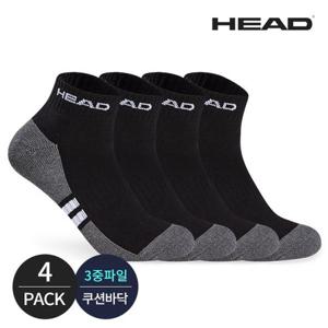 헤드 남성 스포츠파일 링글포인트 발목양말 4P_BK