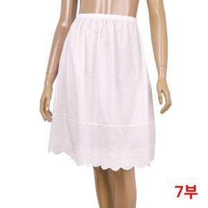 [바풀]CN TN 아사면 7부 속치마 순면 반슬립 자수EDGE