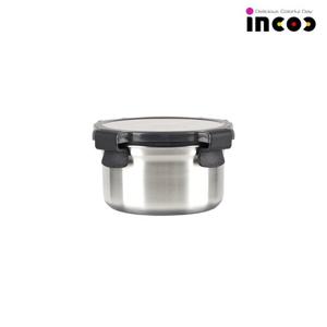 인콕 스텐밀폐용기 반찬통 스텐콕 블랙 원형 2호 440ml