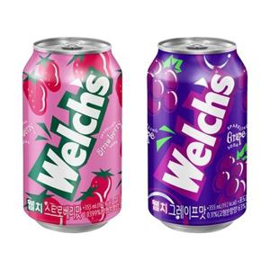 웰치스 혼합 355ml x 24캔(포도 12캔 + 딸기 12캔)뚱캔 과즙탄산음료