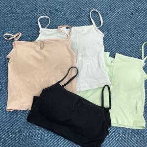 플레인 나시탑 4컬러 택1 패드 내장 올인원 노와이어 브라렛 탑 여성 속옷 여자