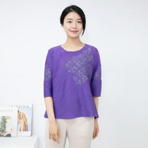 여성 엄마옷 모슬린 라운드반 플리츠블라우스 BL304236 중년여성의류/50대/60대/마담/빅사이즈/할머니옷