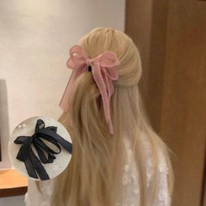 쉬폰 빅 왕 리본 바나나 핀 (올림 머리 헤어 집게 삔)
