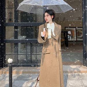 [르뚜앙]당번 겨울 모직 맥시 롱 싱글 코트 브라운 카멜 화이트 아이보리 하객룩 오피스룩