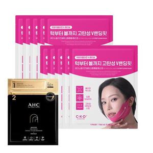 CKD 콜라겐 턱V라인 리프팅 밴드 스트레칭 마스크 10매 + AHC 선패치 1매 증정