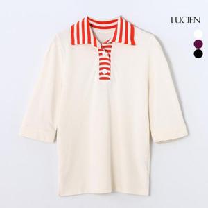 루시앙 코튼100 배색 카라 티블라우스 3종 택1