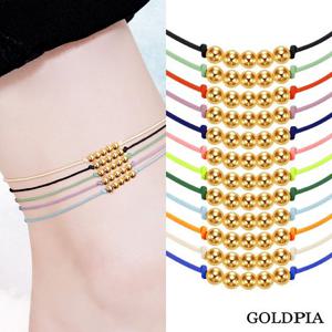 [골드피아] 14K 3mm 골든 5볼 실 발찌