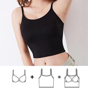 [마이핏]캡내장 크롭탑 끈나시 브라탑 크롭나시 노브라티