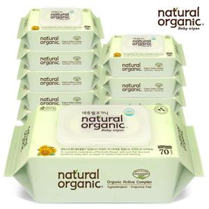[네츄럴오가닉]네츄럴오가닉 아기물티슈 오리지널 플레인 스마트캡형70매[10팩]