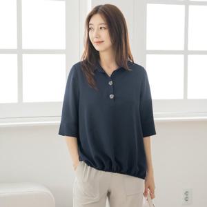 엄마옷 마담4060 브이넥 카라 데일리룩 베이린언발블라우스-QBL2506050-