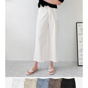 [오노마] ONM 여름 시원한 9부 여자 편한 린넨 포켓 일자 통 바지