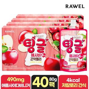 로엘 팅글 곤약젤리 애사비 애플사이다비니거맛 4박스, (80g x 40팩)