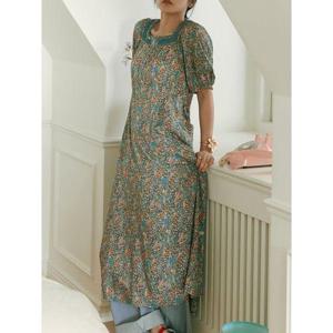[써스데이아일랜드]배색 레이스 플로럴 원피스(T234MOP247W)
