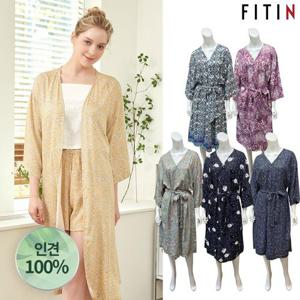 [피트인] 인견100% 플라워패턴 로브가운 홈웨어 잠옷