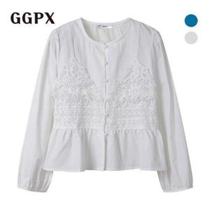 [GGPX]레이스 뷔스티에 콩버튼 블라우스 (GP3SH004F)