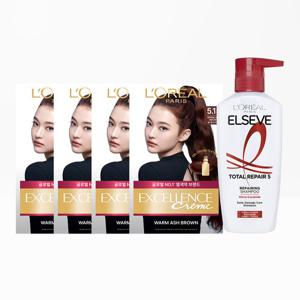 [로레알파리]엑셀랑스 크림 염모제 4개+TR5 샴푸 410ml