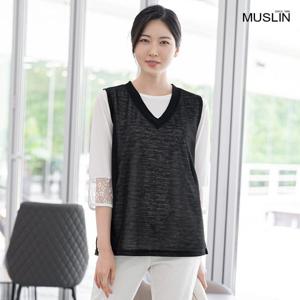 여성 여름 엄마옷 모슬린 브이넥 레이어드 조끼 VE205345 마담/미시옷/중년여성의류/빅사이즈