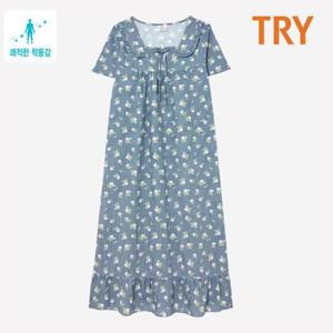 [트라이]TRY 60수 아사면 여성 플라워 패턴 원피스 홈웨어