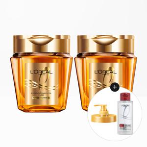 [로레알파리] 엑스트라오디네리 오일 실크 마스크 팩 250ml 2개+오일 마스크 펌프+미니샴푸 100ML(랜덤)