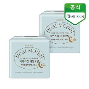 [깨끗한나라]생리대 디어스킨 리얼모달 슈퍼롱 오버나이트 8P 2개