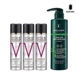 더마클라센 볼륨짱짱 흑채 스프레이 블랙 120ml x3 + 탈모케어 샴푸 500ml