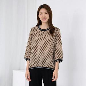 여 라운드 7부 도트 티셔츠 TS505085 중년여성의류/50대/60대/마담/빅사이즈/할머니옷