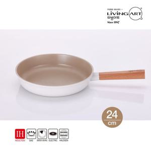 [BJ] 리빙아트 우드핸들 IH인덕션 세라믹코팅 후라이팬 24cm
