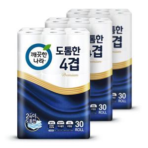 깨끗한나라 화장지 도톰한 4겹 25m 30롤 3팩