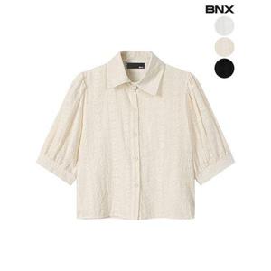 [BNX]여성 퍼프소매 펀칭 블라우스