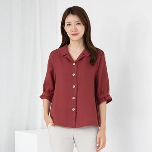 여 7부 셔링 오픈 카라블라우스 BL505072 중년여성의류/50대/60대/마담/빅사이즈/할머니옷