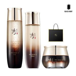 수려한 기초3종 자우 럭셔리진 스킨+에멀전+크림+쇼핑백