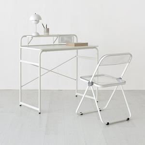 마켓비 OLLSON 책상 올화이트 + 빙그리 투명접이식의자 세트