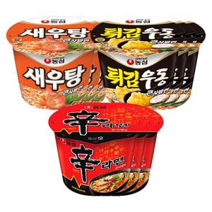 농심 컵라면 큰사발 혼합 12개 (신라면+새우탕+튀김우동 각 4개)