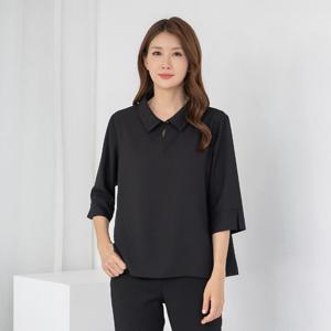 엄마옷 모슬린 카라 버튼 셔링 7부블라우스 BL505604 중년여성의류/50대/60대/마담/빅사이즈/할머니옷